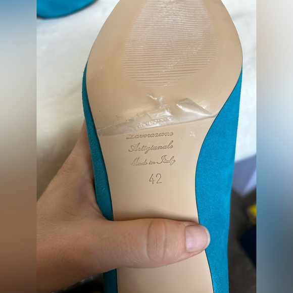 Ghita Turquoise Suede Ankle Booties - Picture 6 of 7